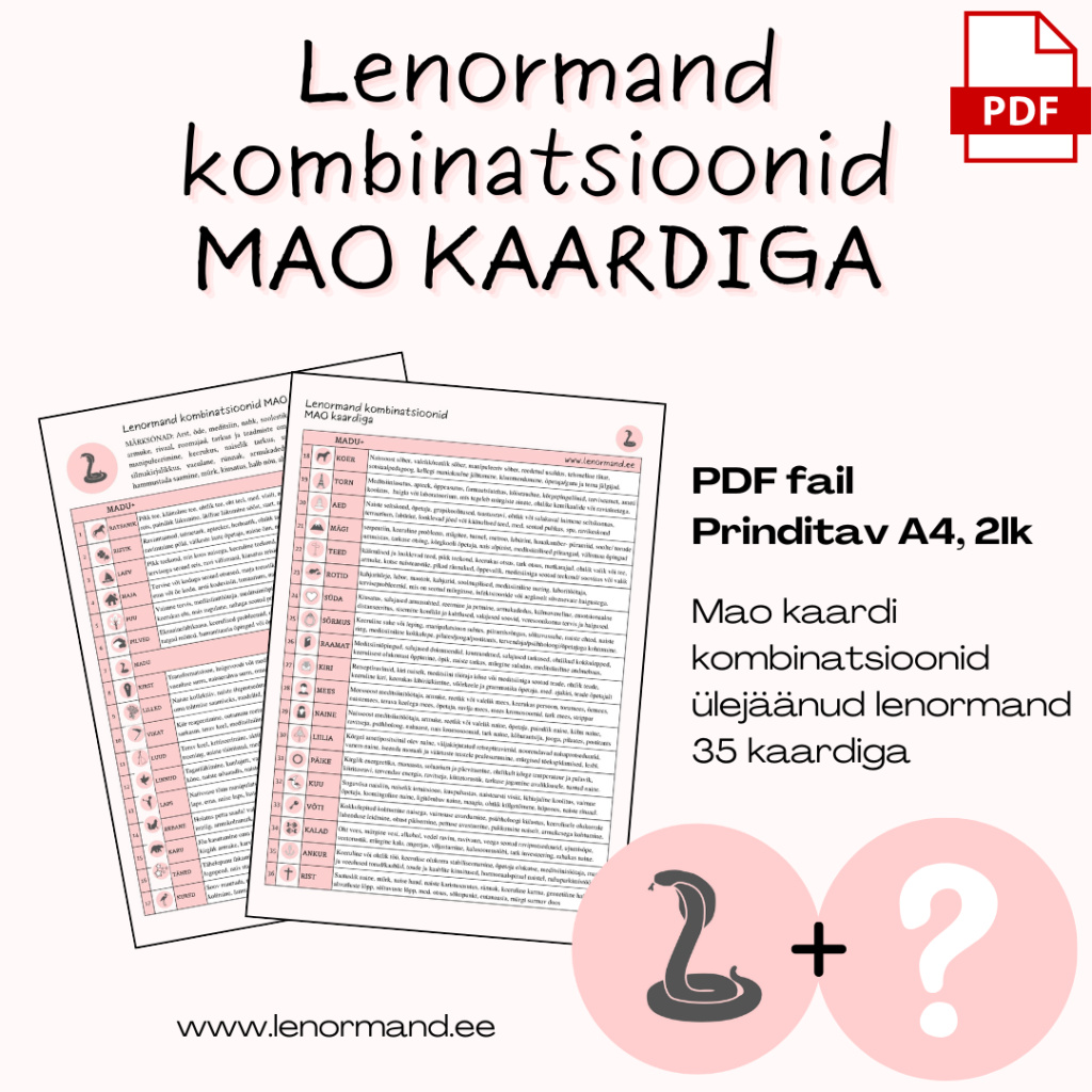 (PDF) Lenormand kaardikombinatsioonide list MAO KAARDIGA
